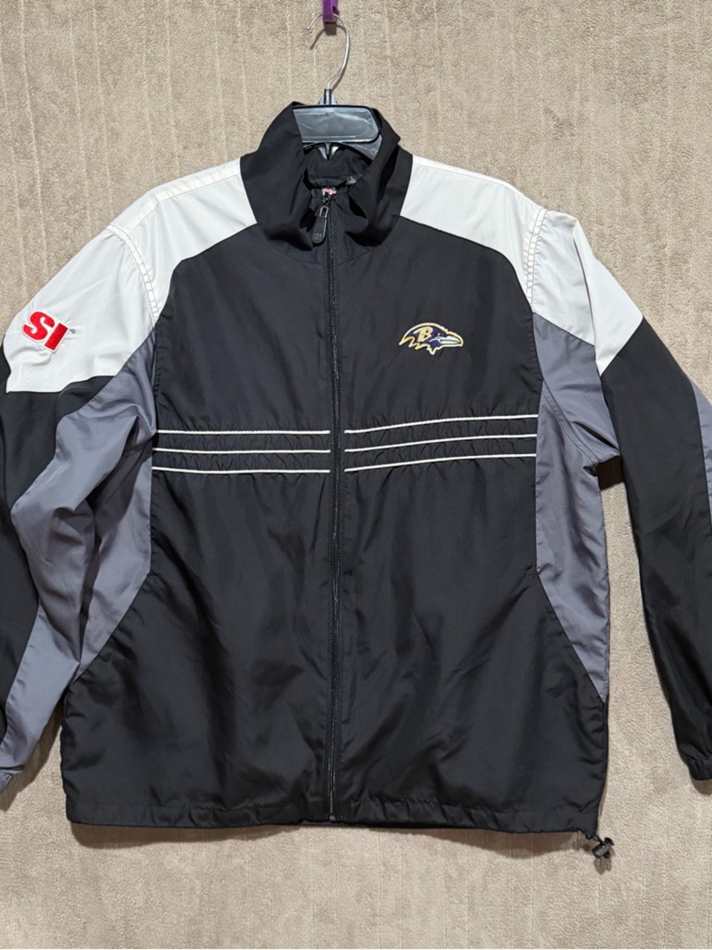 Vintage Baltimore Ravens Reebok SI NFL Windbreaker Jacket Men’s Large Black